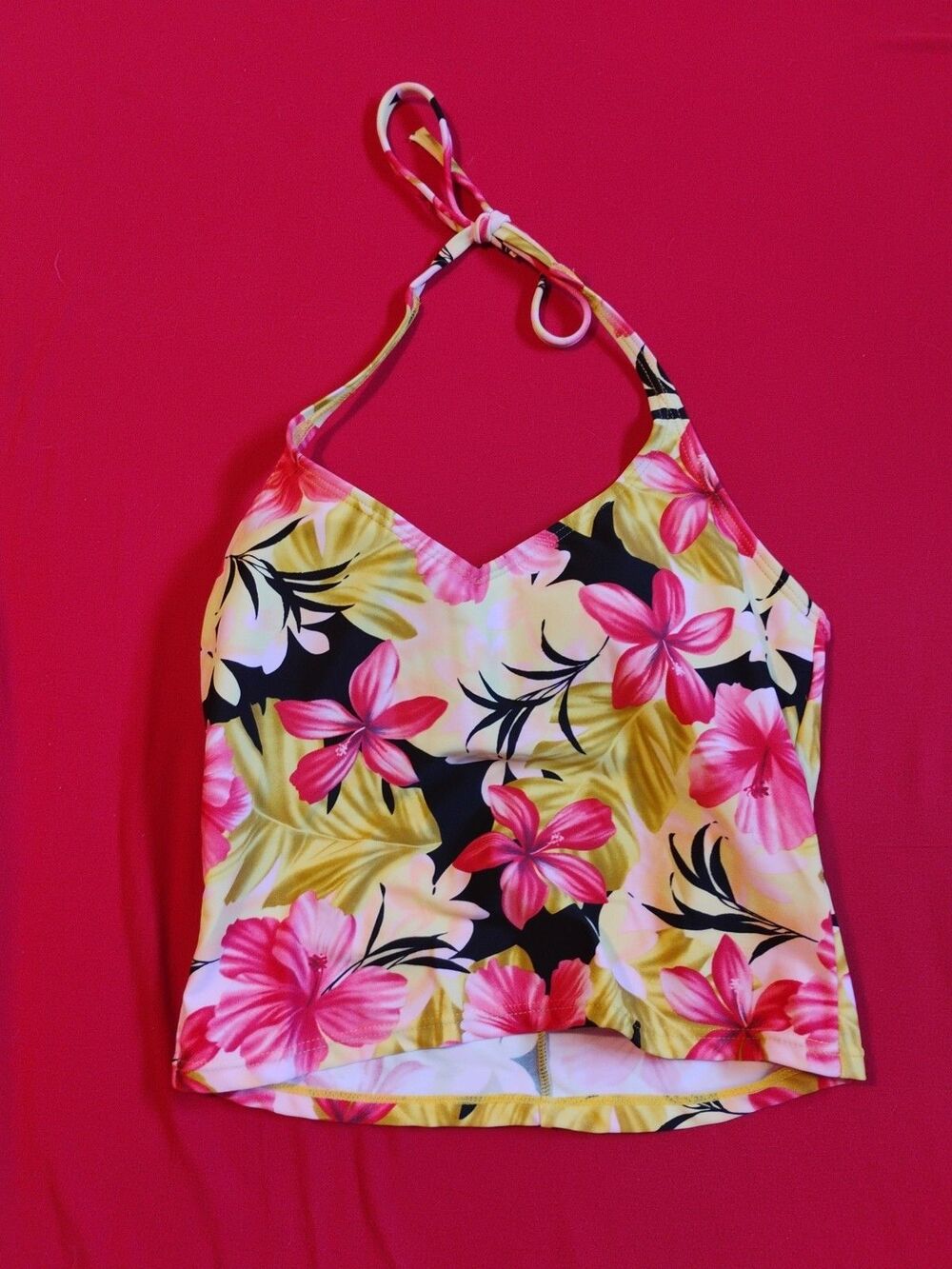 Aqua Couture Separates Womens Swim Top Size 12 Floral Colorful Bright